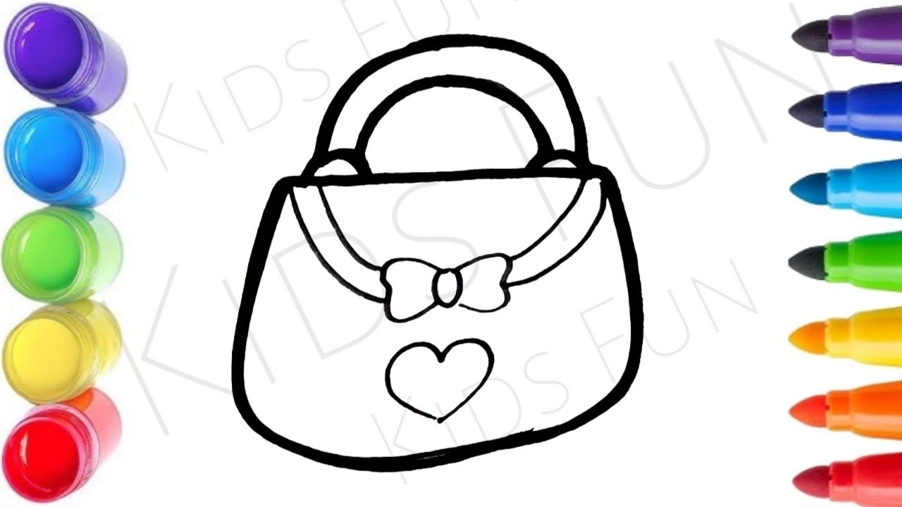 How To Draw cute purse Drawing, Painting & Coloring For Kids and Toddlers,15
