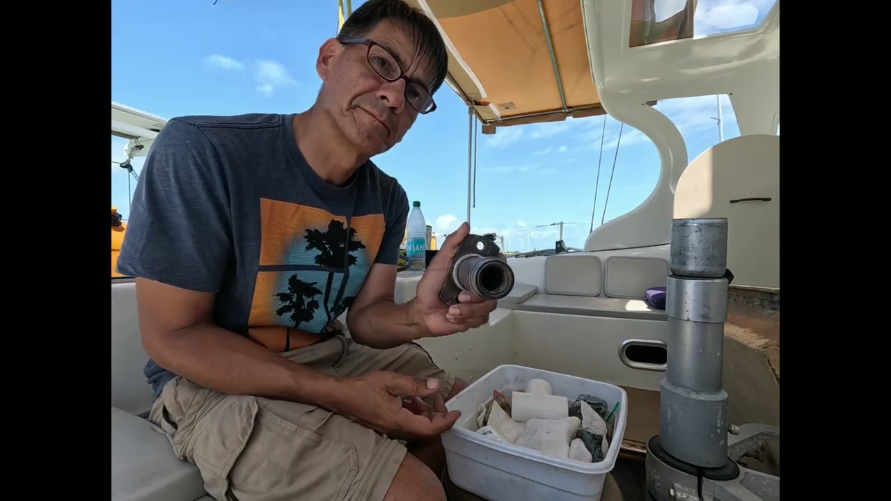Sillette Sonic shaft oil leak repair. Sailboat Catamaran Maintenance.