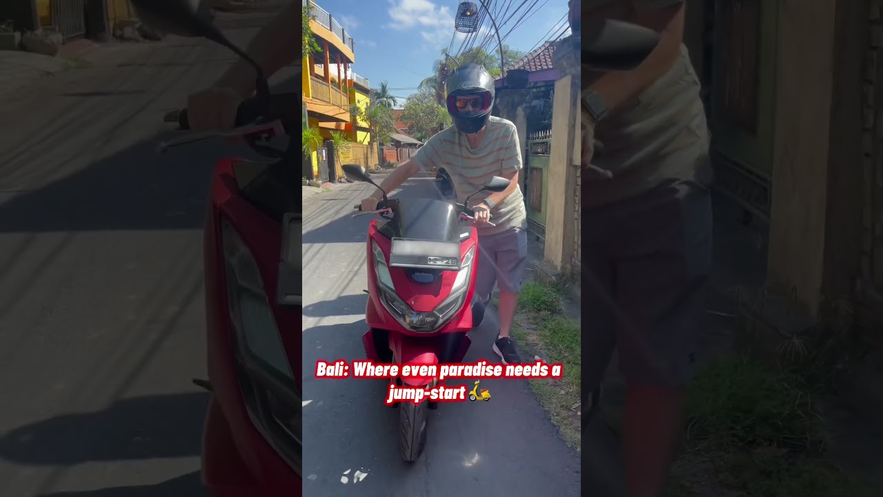 The NOT-so-glamorous side of Bali 😂 #flatbattery #travel #sanur #bali #reallife  #sanurbali