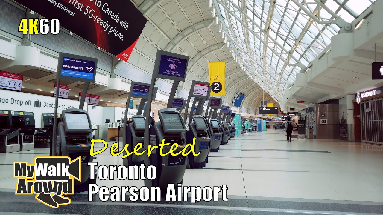 Deserted Toronto Pearson Airport YYZ walking tour during the Pandemic (Toronto 4k video)