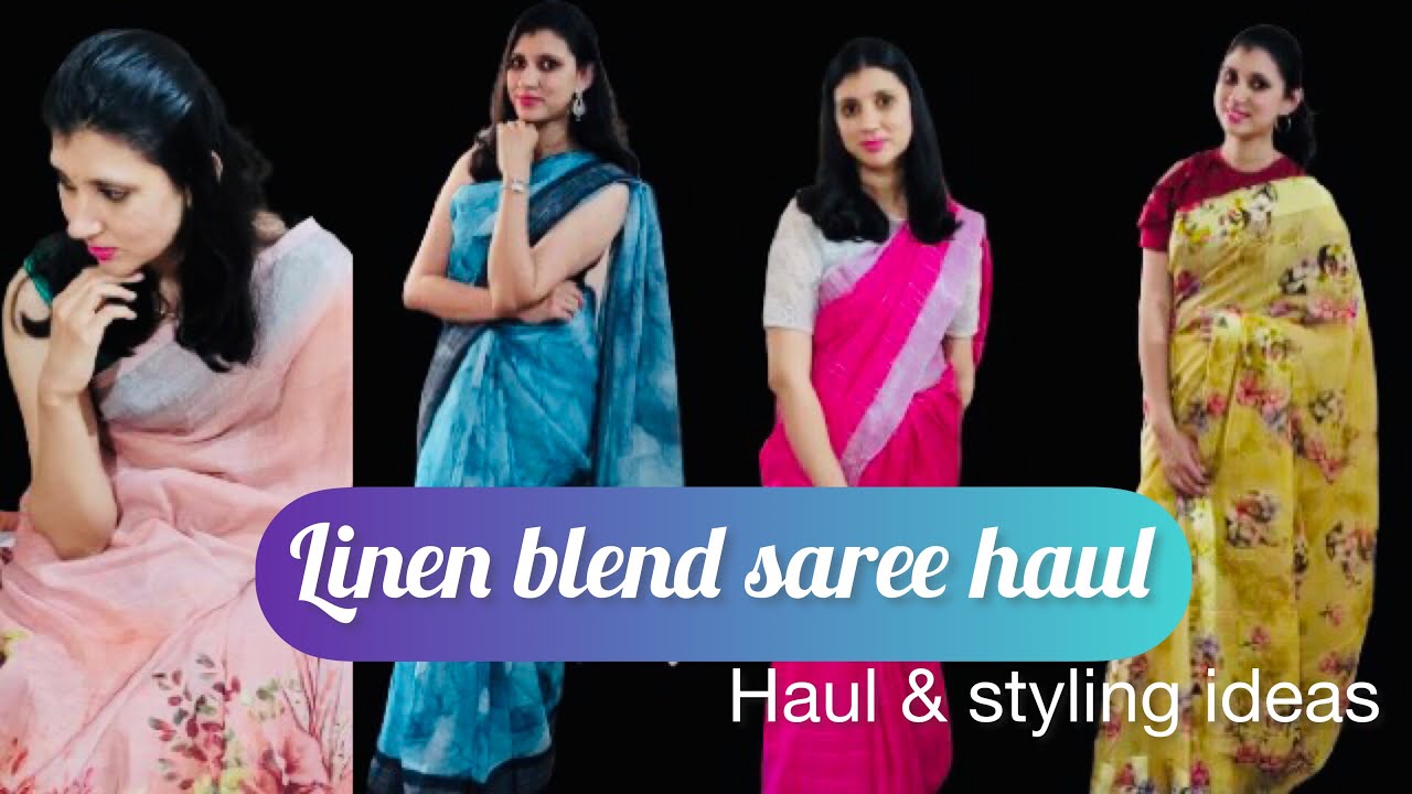 How to style linen sarees for women of all age groups | Myntra linen blend saree try on haul