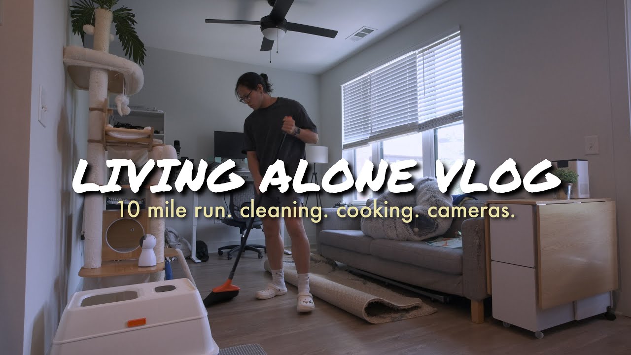 10 mile run | cleaning, cooking & cameras 📸 | living alone vlog