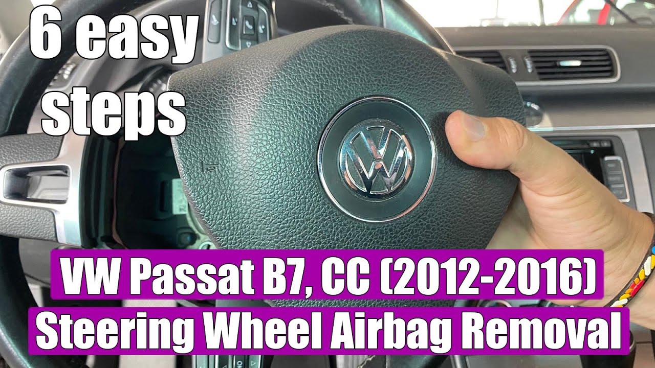 TUTORIAL: How to remove steering wheel airbag VW Volkswagen Passat B7, CC (2012-2016) in 6 steps