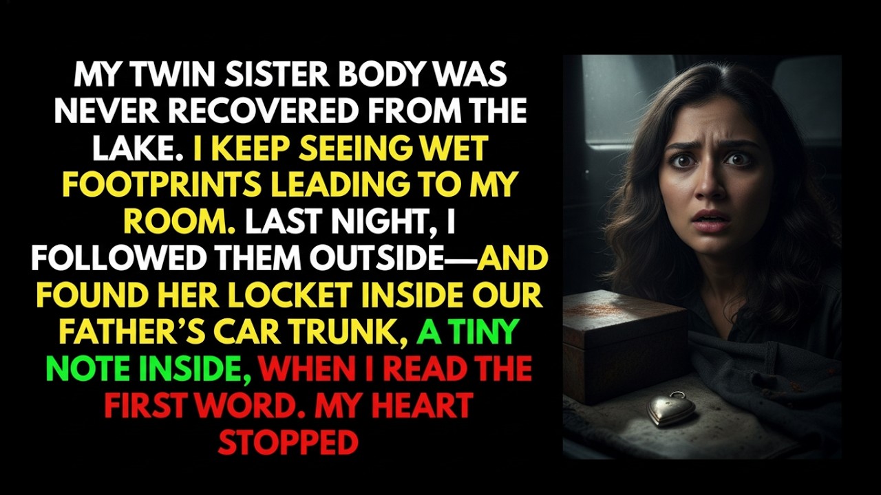 I followed the wet footprints to dad’s car inside, I found my dead twin’s locket and a terrifying no