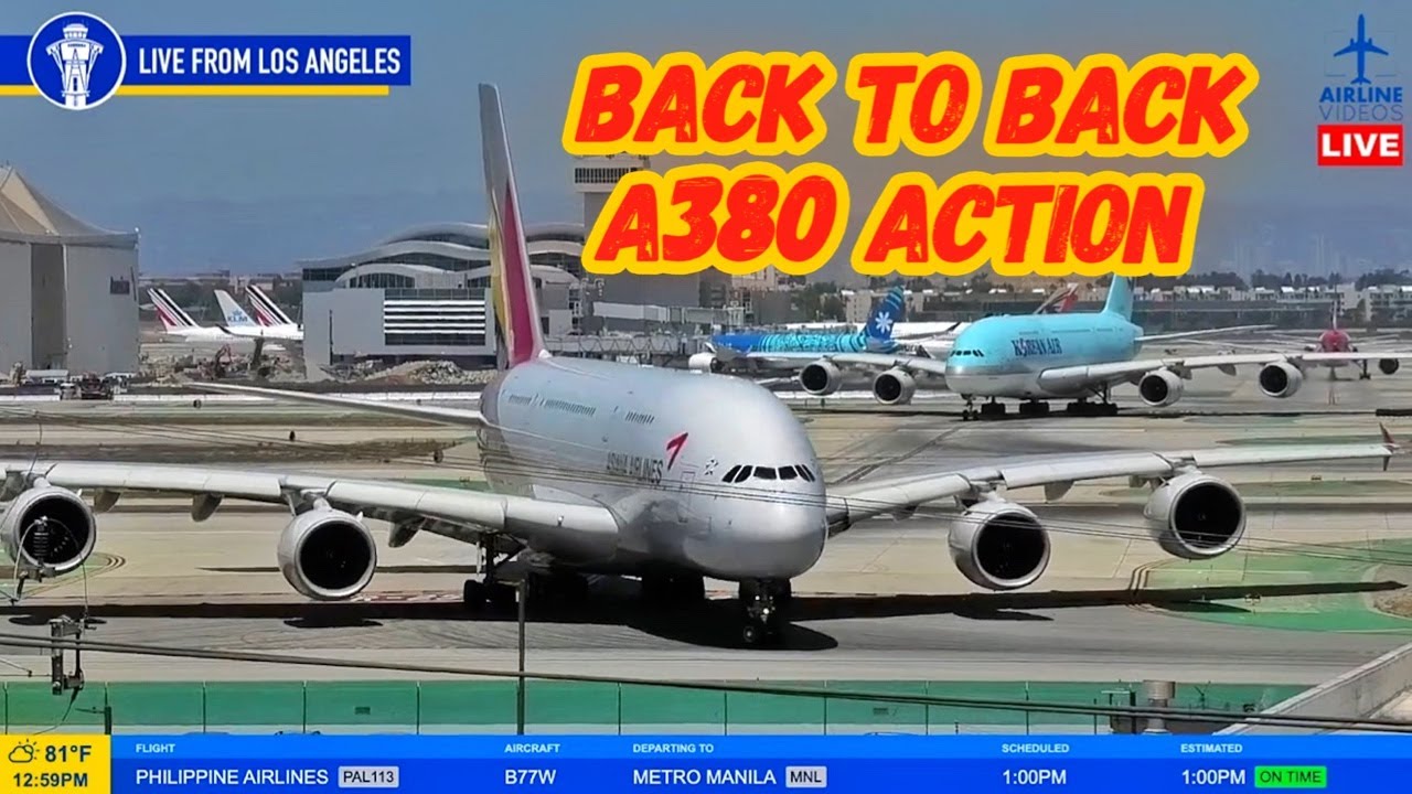 BACK to BACK Airbus A380 ACTION at LAX!