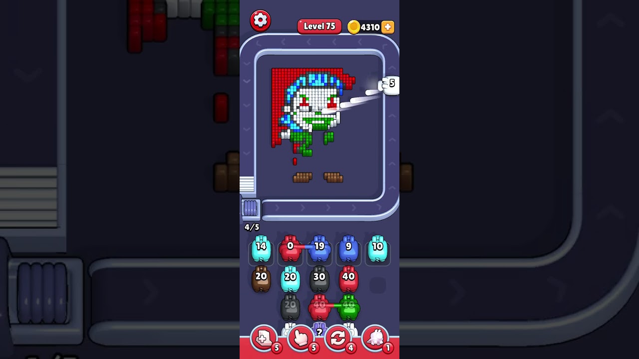 Pixel Flow Level 75 Solution #pixelflowpuzzlegame #pixelflow #pixelflowgame #level75