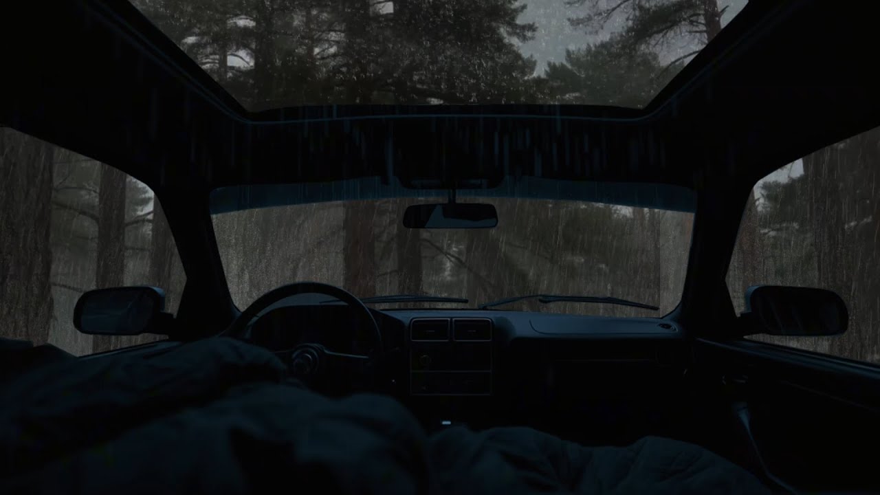 Rain Sounds & Thunder on Cozy Car ⛈️ Relaxing ASMR for Deep Sleep,Meditation,Anxiety & Stress Relief