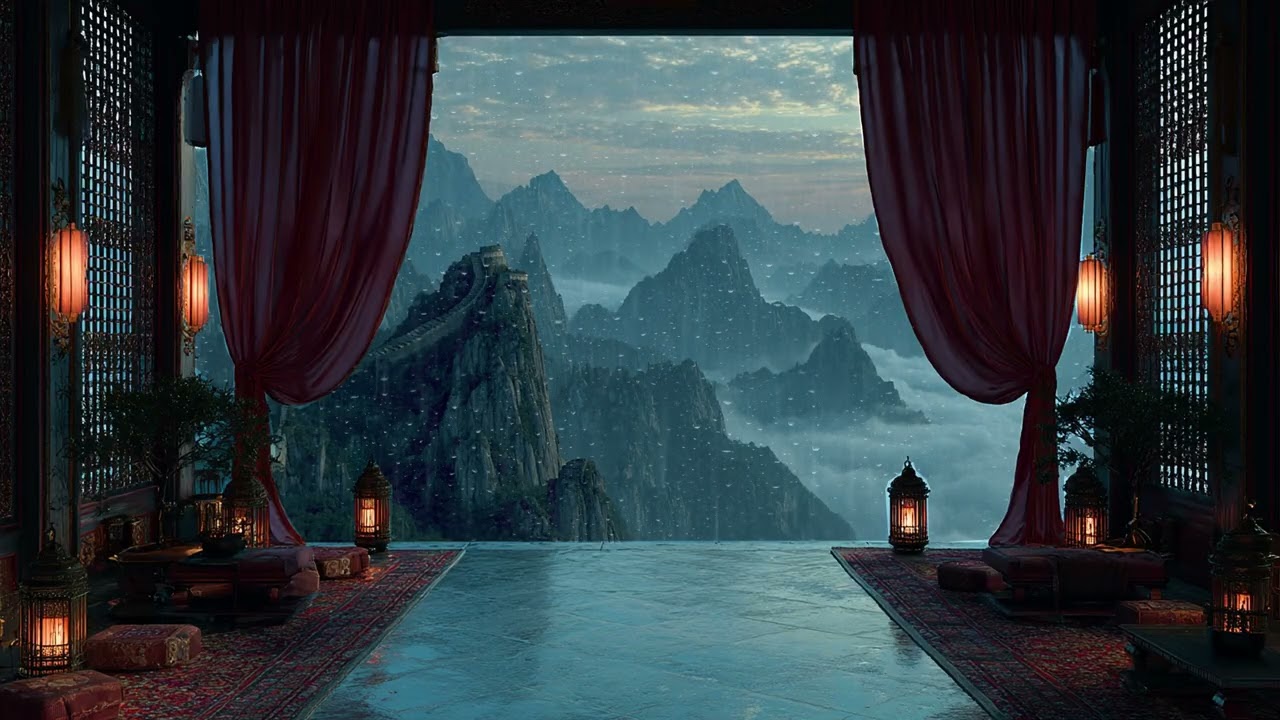 Warm castle chambers in the rain | soft storm ambience, cozy glow and peaceful sleep for relaxation