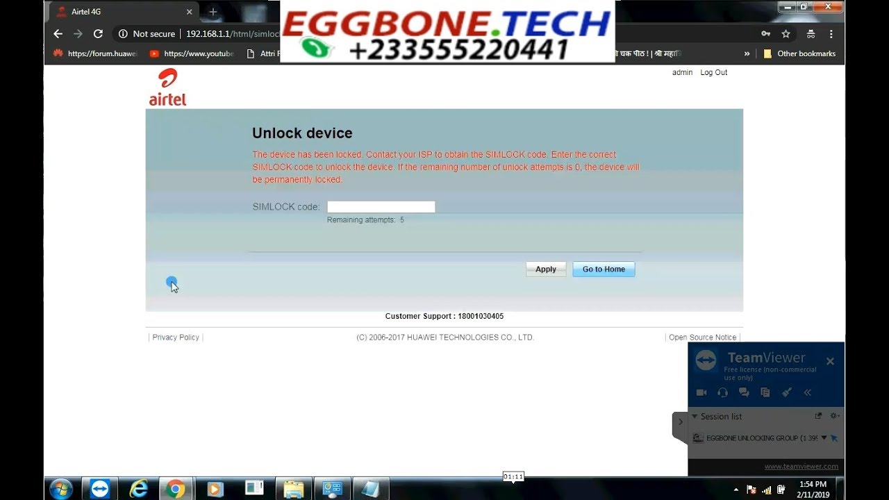 Unlock / Crack Airtel Huawei B310S-927 Router With Unlock Code