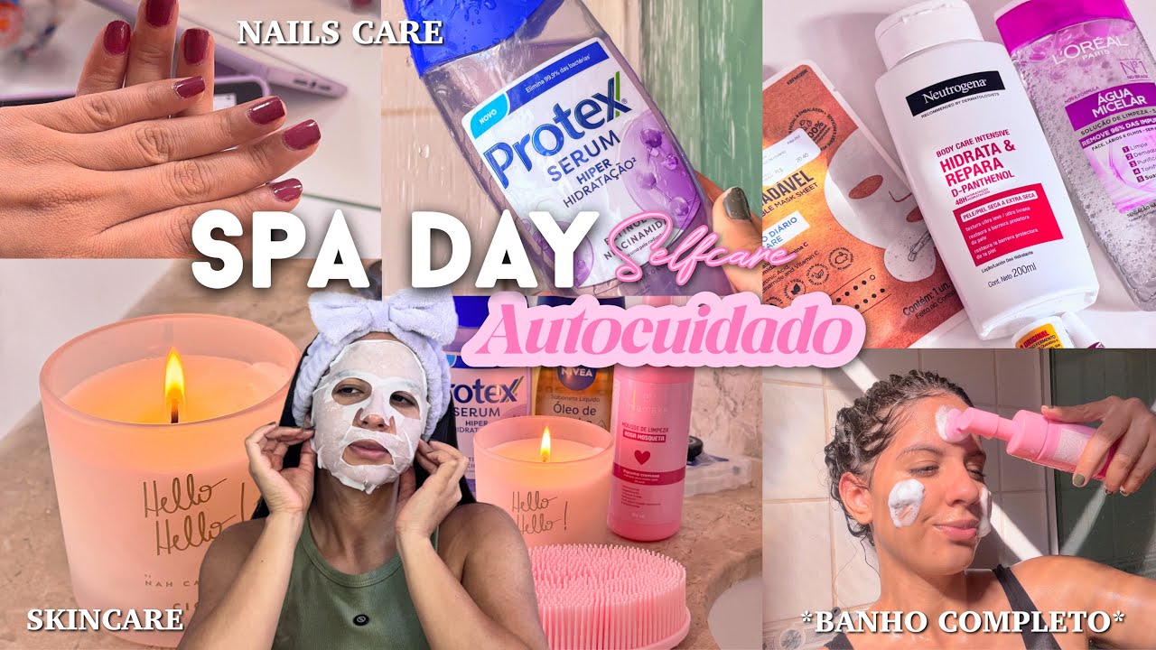 SPA DAY COMPLETO🍯🛁 autocuidado, cuidados com a pele, cuidados com o cabelo, unhas, banho