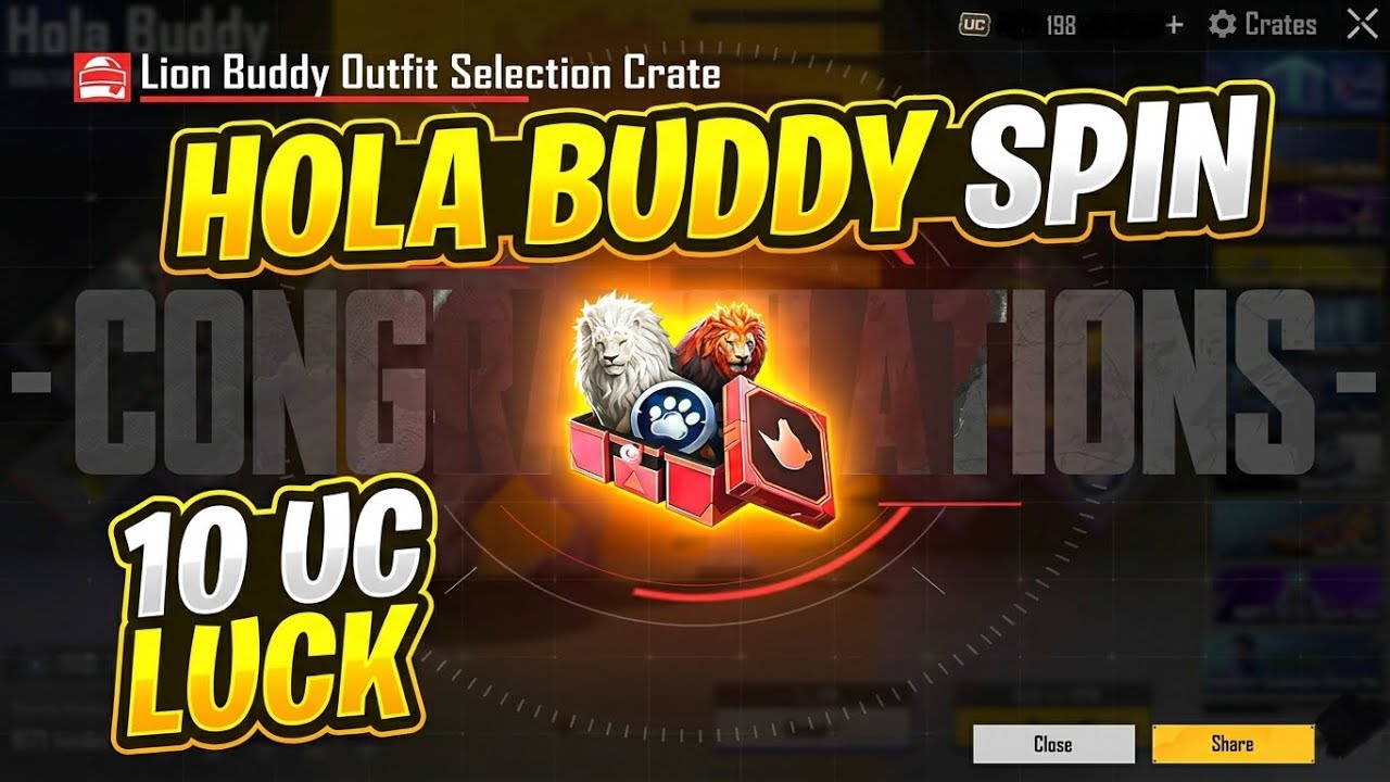 😱 NEW HOLA BUDDY SPIN | LION COMPANION SPIN IN BGMI | 10 UC LUCK
