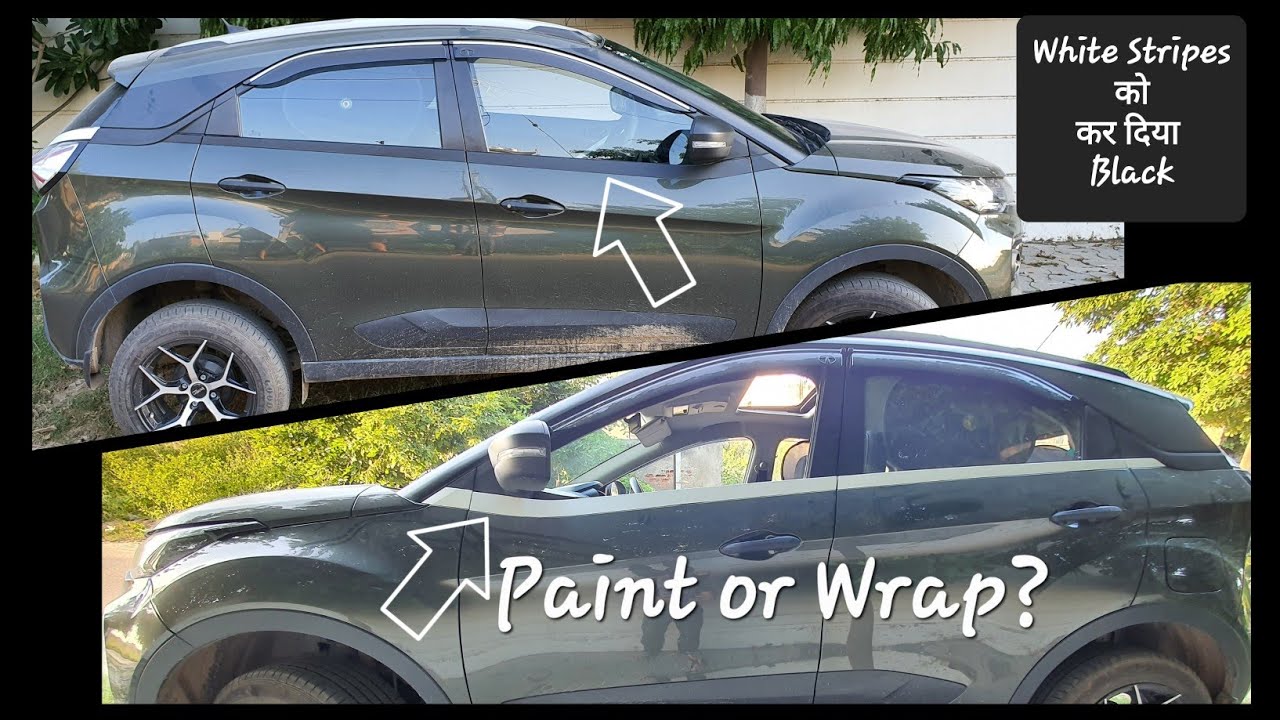 TATA NEXON WHITE STRIPES TURNED INTO BLACK | SIGNATURE STRIPES WRAPPED OR PAINTED ??