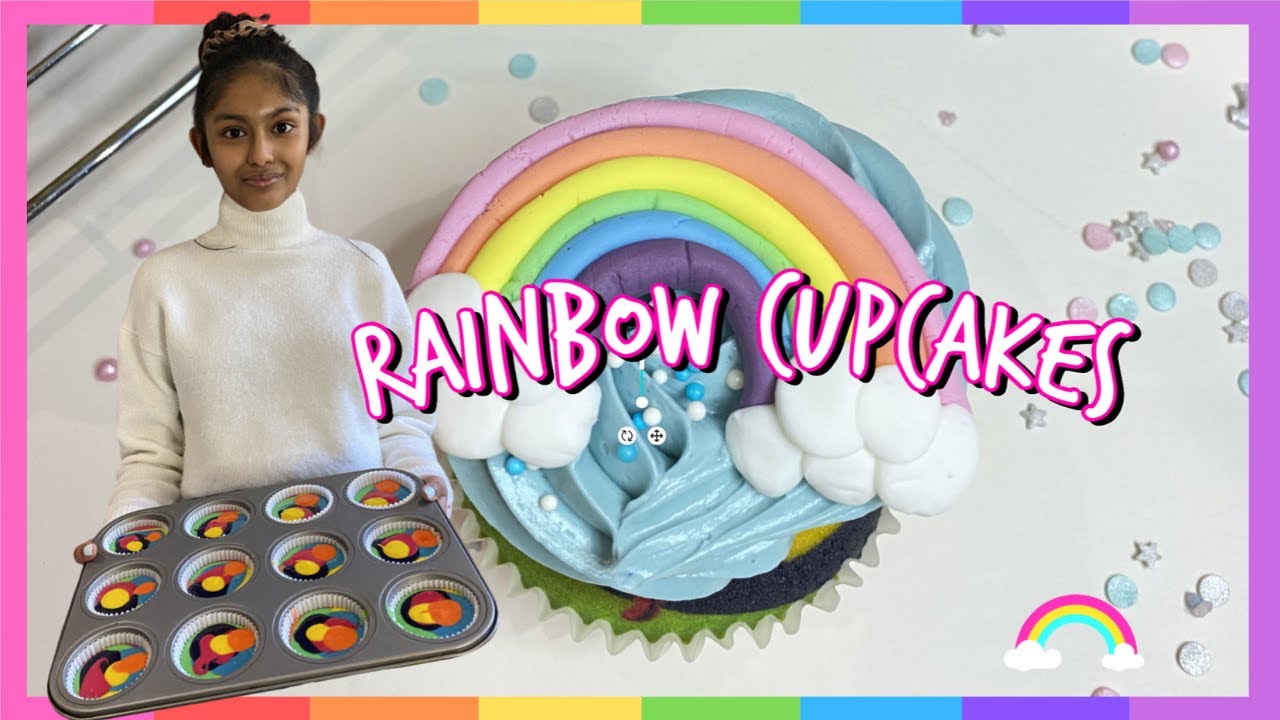 how to bake RAINBOW CUPCAKES quarantine baking | bakes by amal