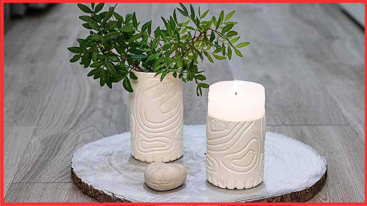 Jarrón y Vela de CEMENTO BLANCO DIY 🕯️ Homemade Vase & Candle Made With WHITE CEMENT