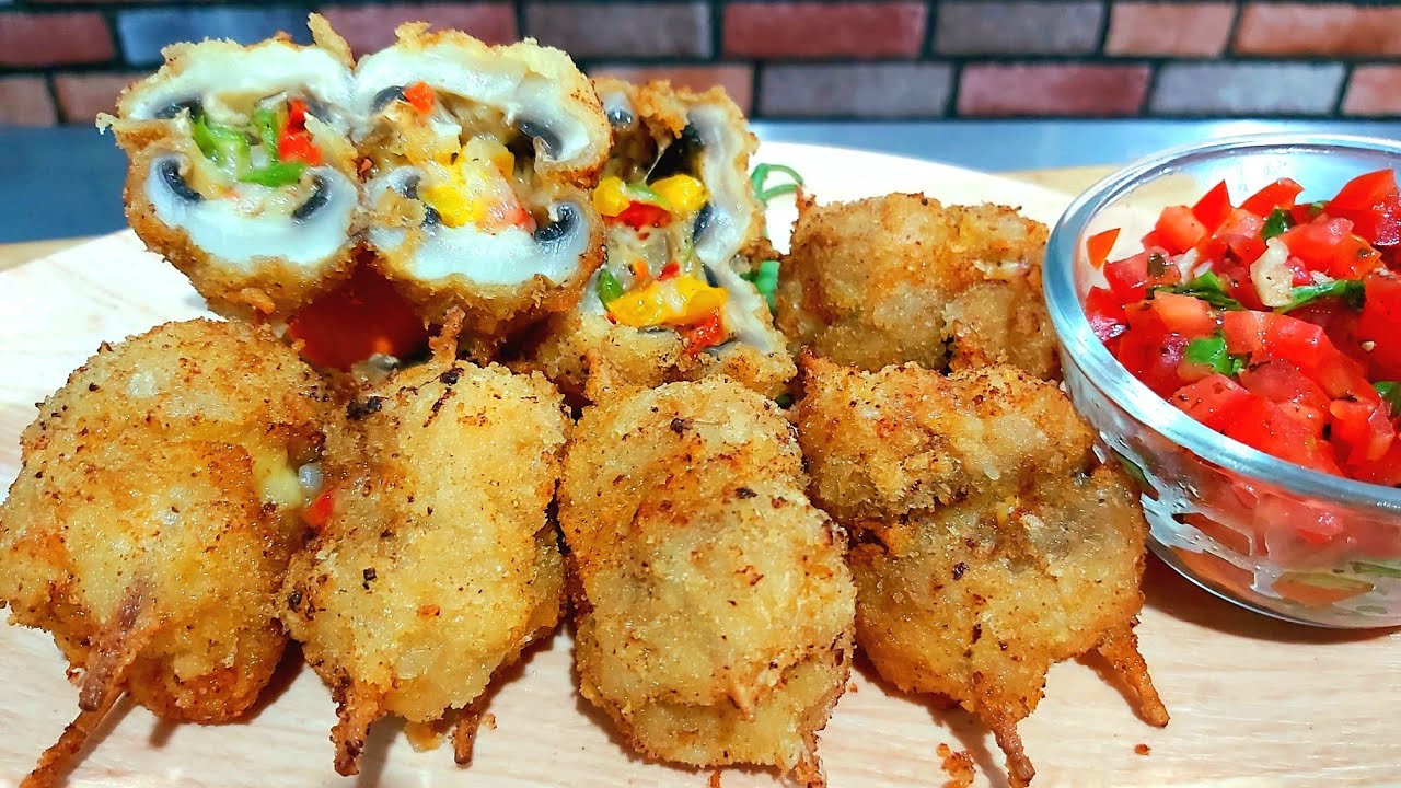 Mushroom duplex Recipe | With  salsa Sauce Recipe  Crispy cheesy stuffed mushroom duplex Chef Tamang