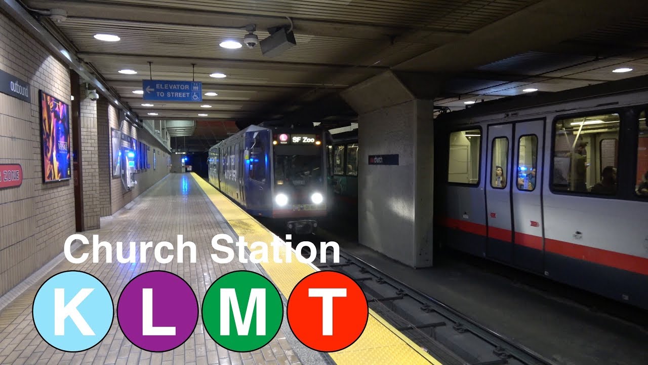 ⁴ᴷ San Francisco Muni Metro: (K) (L) (M) and (T) Trains at Church Station