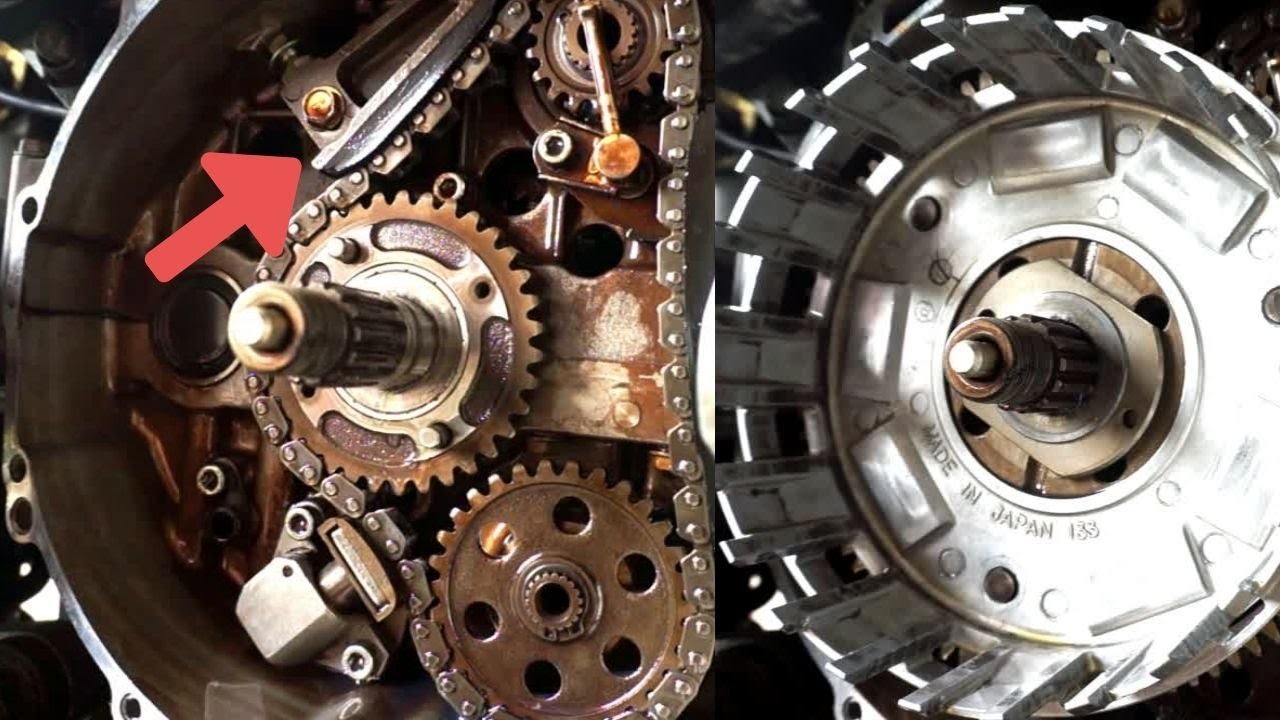 Kawasaki zx9r B 1995 clutch , oil pump and alternator drive chain adjusting