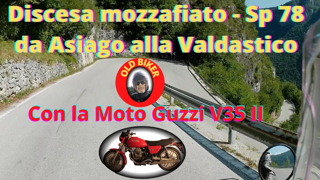 Discesa mozzafiato con la Guzzi V35, dall'altopiano di Asiago alla Val Dastico.