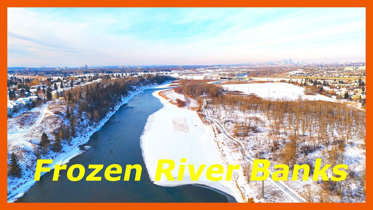 Frozen River Banks! 🌤️🧊🇨🇦❄️ #calgary #dji #frozenriver