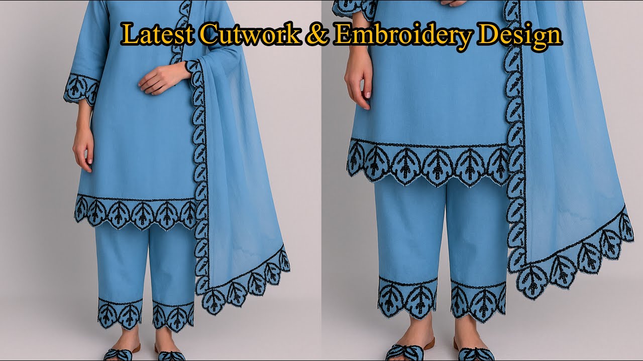 Trendy Cut Work & Embroidery Dress design _ Embroidery by Sewing Machine _ Unique dress design