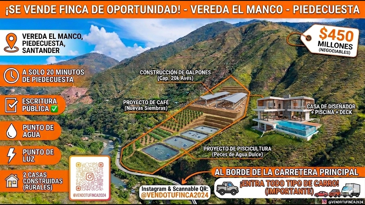 VENDO FINCA DE  3 HECTÁREAS EN EL MUNICIPIO DE PIEDECUESTA/SANTANDER EN LA VEREDA EL MANCO
