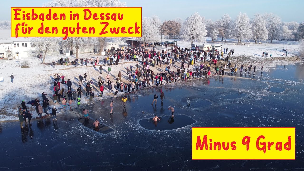 Verr&uuml;cktes Eisbaden bei -9 Grad f&uuml;r den guten Zweck!