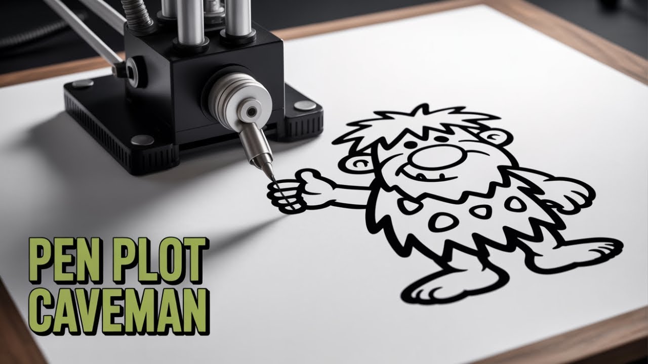 Classic Cartoon Caveman - Pen Plot Timelapse