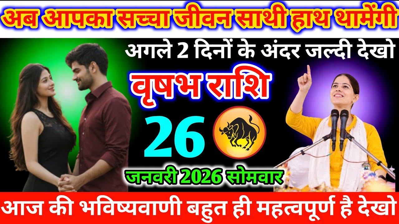 #वृषभ अब आपका सच्चा जीवन साथी हाथ थामेंगी अगले 2 दिनों के अंदर जल्दी देखो 25 जनवरी 2026 रविवार