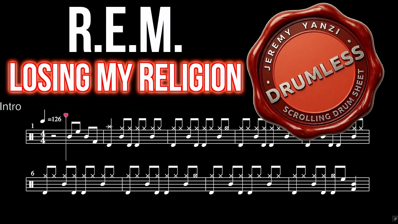 R.E.M. - Losing My Religion - Drumless (with scrolling drum sheet)