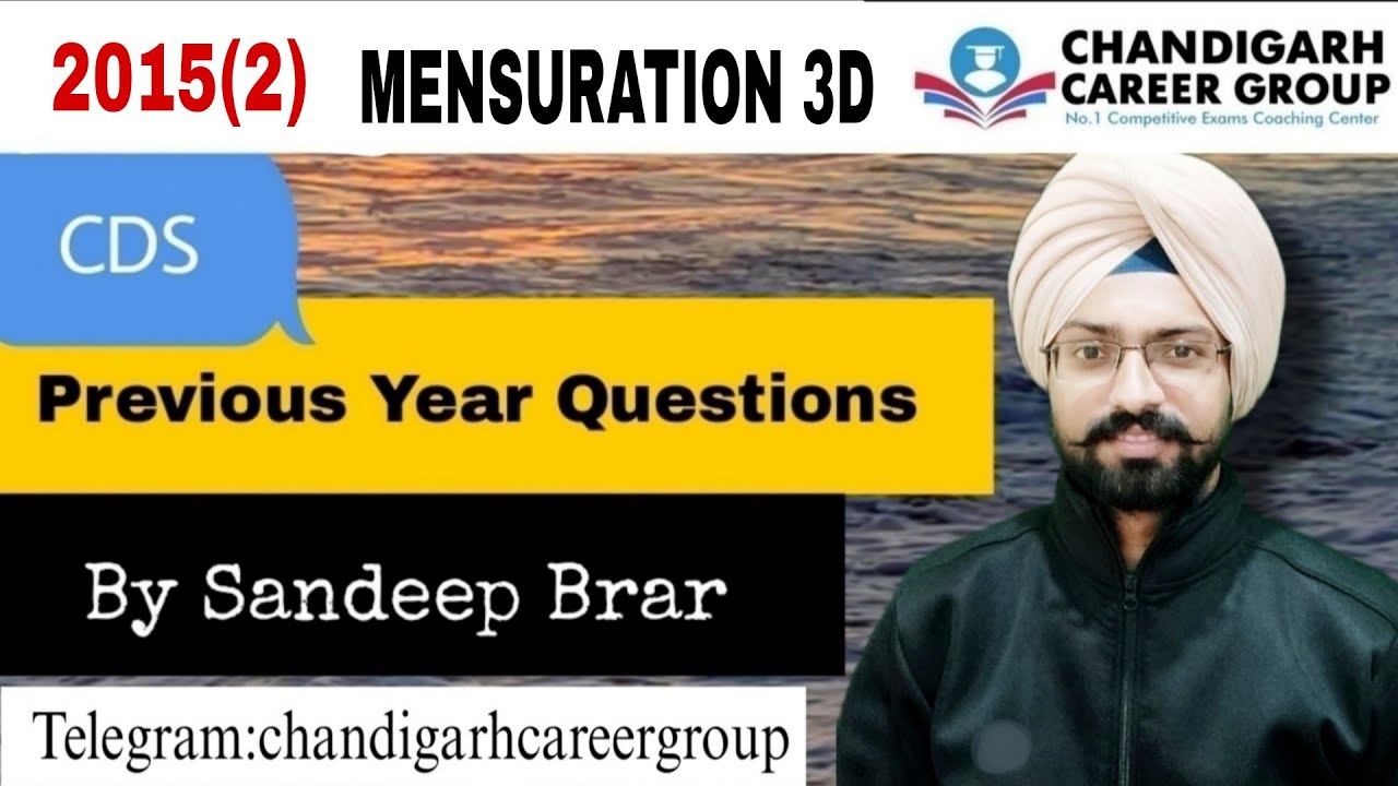 Mensuration 3D 2015(2) CDS mathematics previous year questions by Sandeep Brar