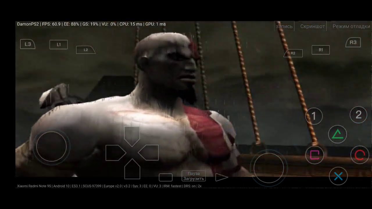 God of War, DamonPs2 emulator android, gameplay on Redmi note 9s, Snapdragon 720g