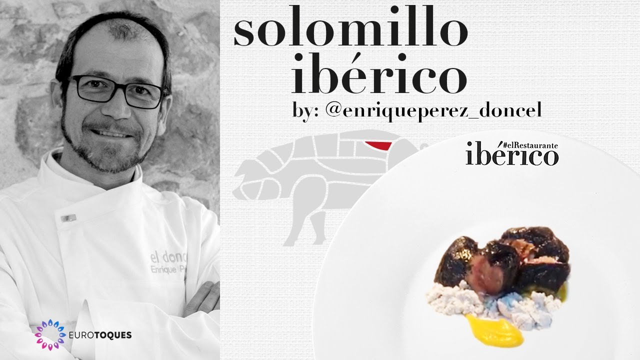 Solomillo Ibérico en tinta de calamar con crema de boniato asado y trufa - Enrique Pérez