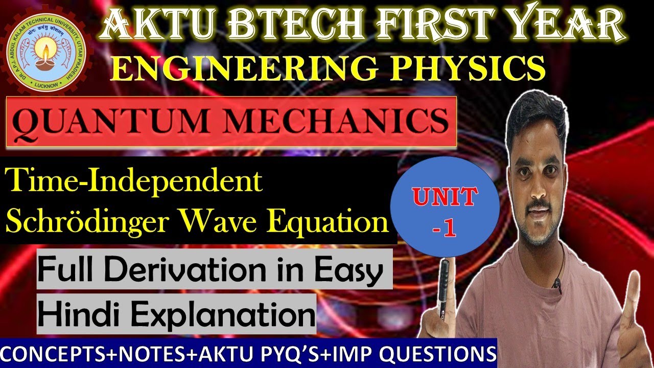 Time-Independent Schr&ouml;dinger Wave Equation | Full Derivation in Easy Explanation | AKTU Unit 1