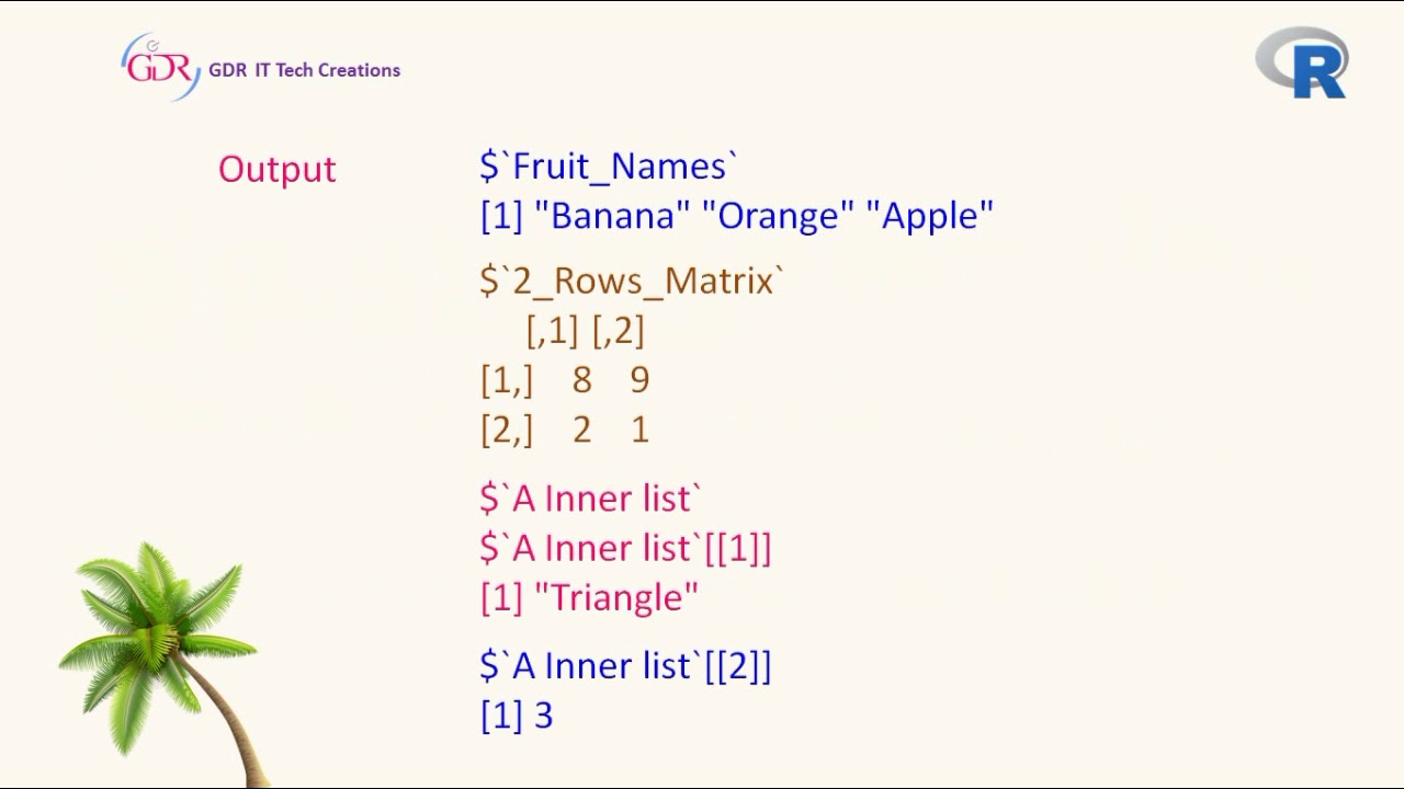 Creating and Accessing a List in R Programming Language in Telugu