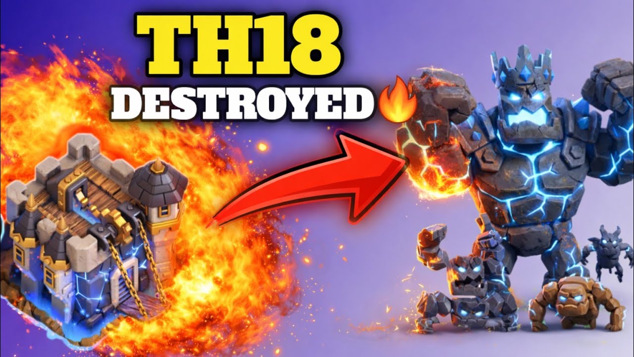 TH18 Destroyed by Metro Golem Fireball 🔥 Easy 3 Star Strategy | Clash of Clans