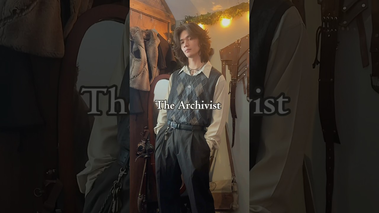 a study on the #darkacademia  aesthetic from my wardrobe! 📜🖋️#thriftedfashion #mossysocks