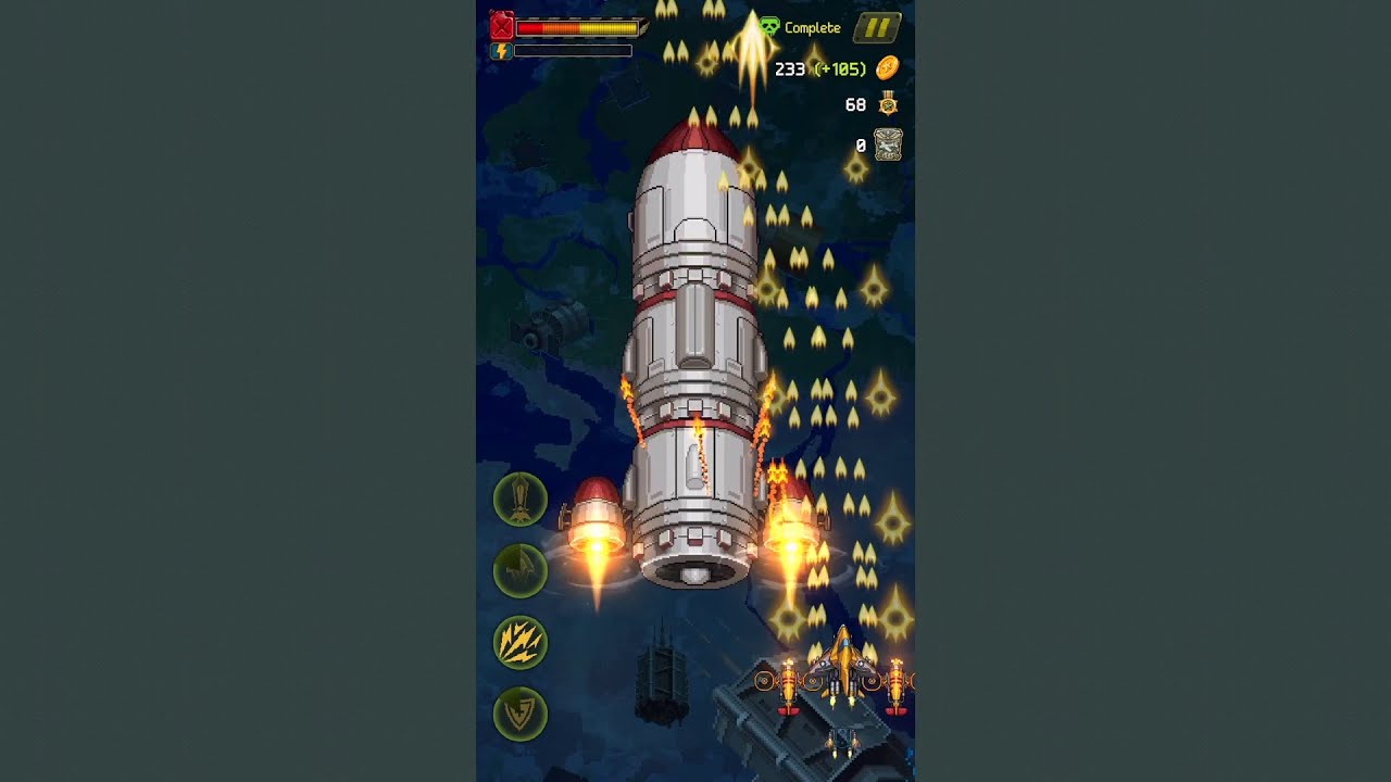 Boss Level 390 - War SpaceShip - Gameplay (EASY MODE) - 1945 Airforce Game