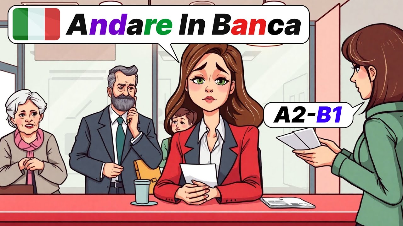 Learn Italian Naturally with Easy Dialogues: Conversazione italiana facile: Andare in Banca! 💶