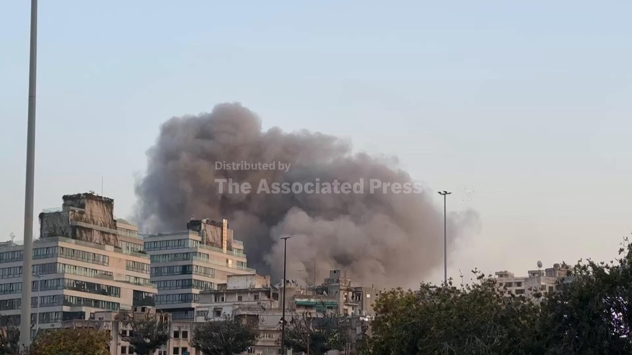 Smoke rises from scene of Israeli bombing near downtown Beirut