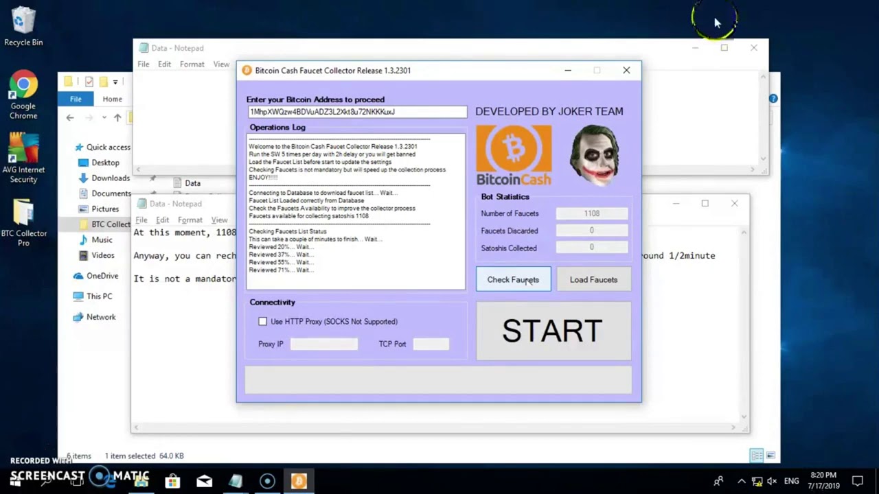 BTC Faucet Collector Bot Automatic ETH&BTC Collection Software