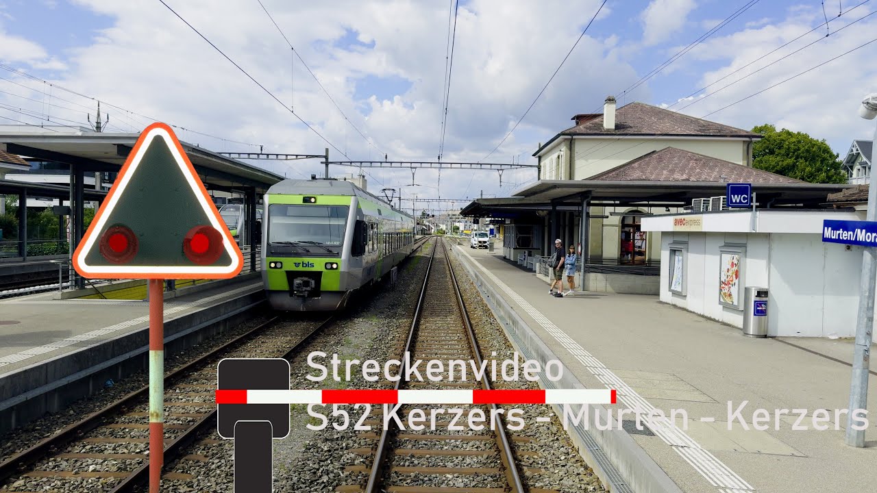Führerstandsmitfahrt / Cab ride S52 Kerzers - Murten - Kerzers 🚃 BLS RABe525 NINA 🌤️