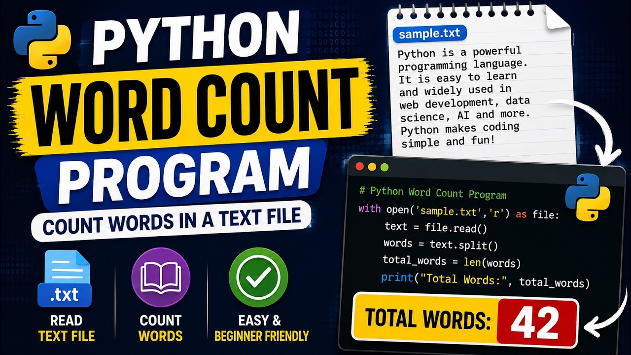 Python Word Count Program | Count Words in a Text File
