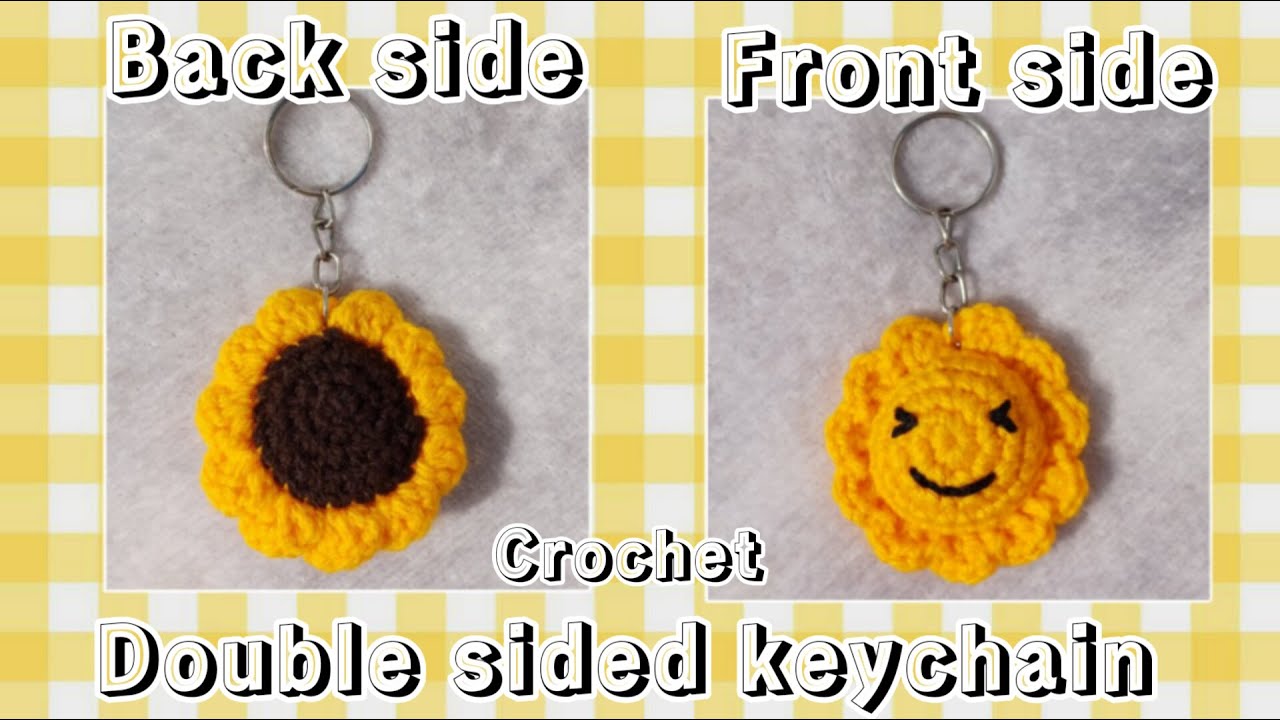 How to crochet a double sided keychain Sun & sunflower 🌻