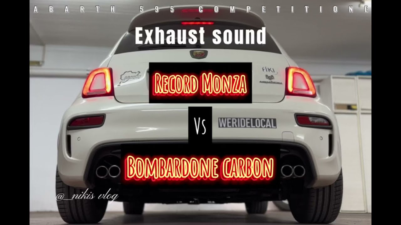 Abarth 595 competitione Record Monza vs Bombardone carbon exhaust sound (cold start)