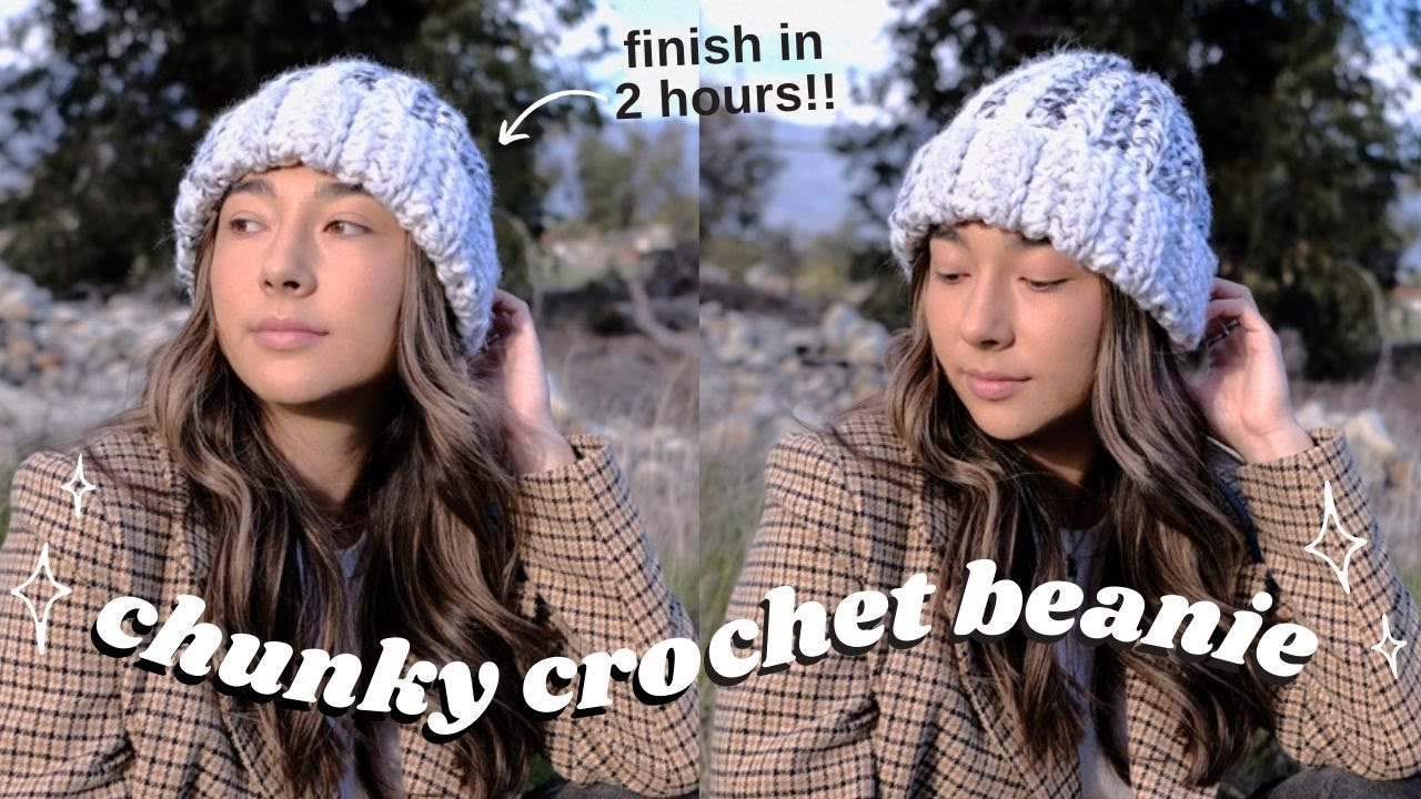 crochet chunky beanie tutorial | easy fitted beanie pattern for beginners! 🤍