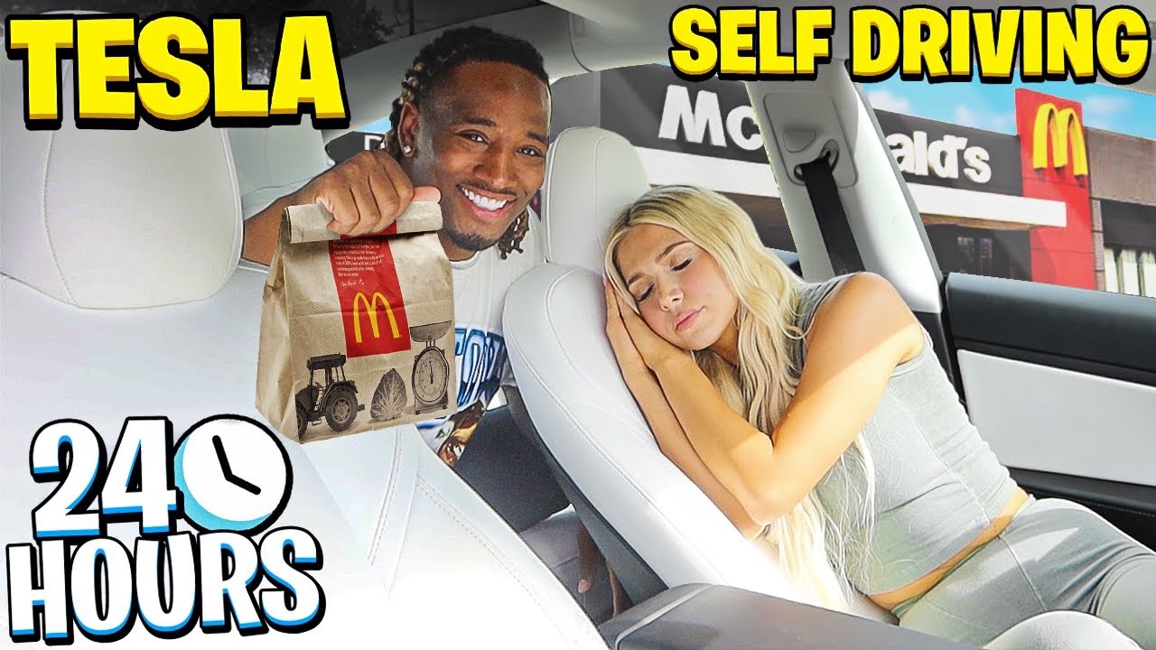 Letting our Tesla DECIDE what we EAT for 24 Hours! (SELF DRIVE) | Charles & Alyssa Forever