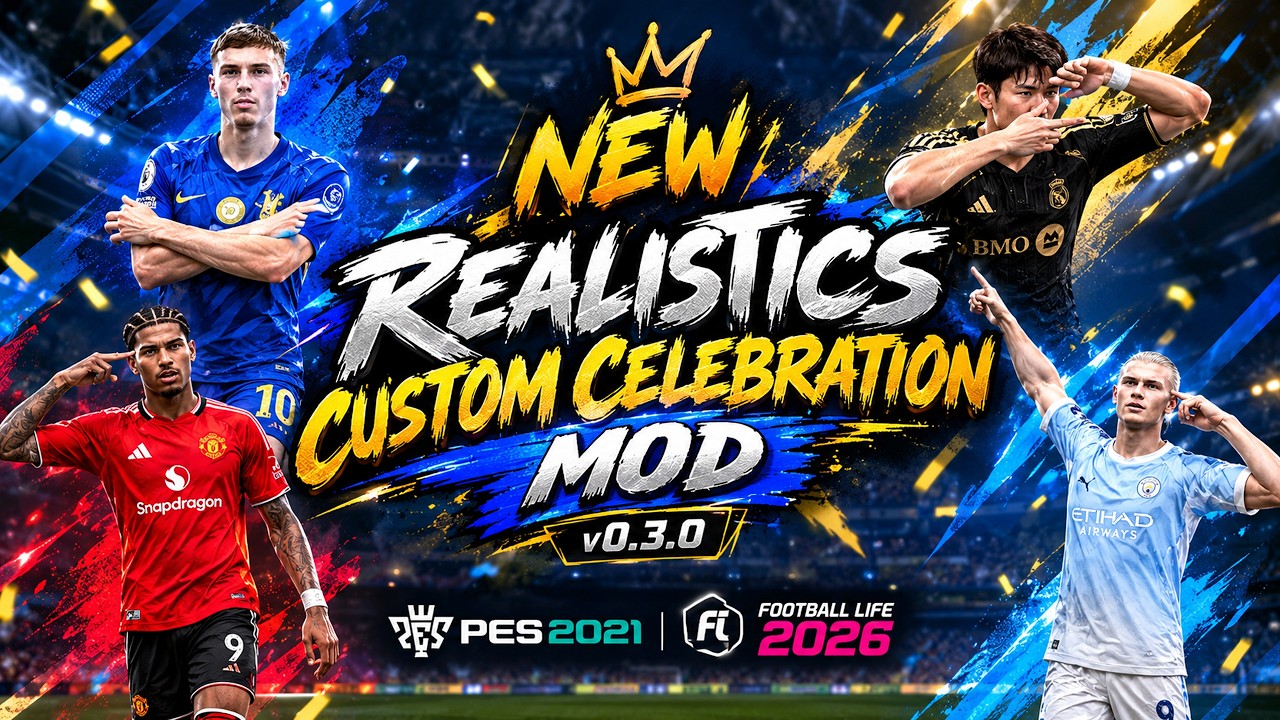 New Realistics Custom Celebration Mod v0.3.0 + Instalation - PES 2021 & Football Life 2026