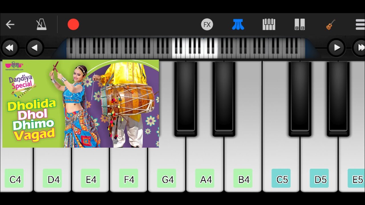 Dholida Dhol Dhimo Vagad Na Navratri Garba Piano Tutorial | Gujarati Garba | Hindi Garba | Dandiya