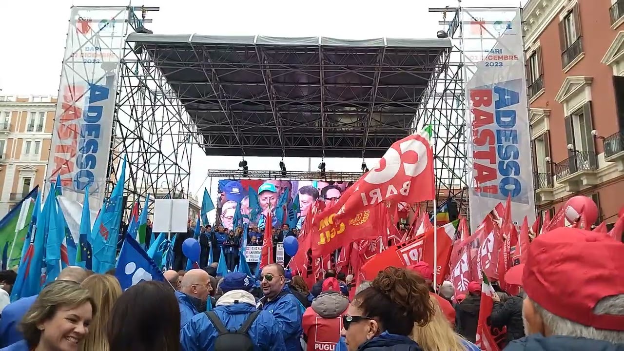 Manifestazione CGIL - UIL Puglia. Intervento finale di Pierpaolo Bombardieri Segretario Generale UIL