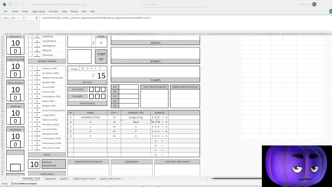 My improved character sheet for D&D has gone full cyborg and you can, too!